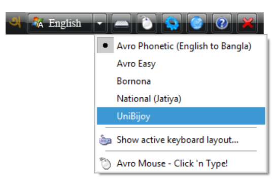 unibijoy layout in avro